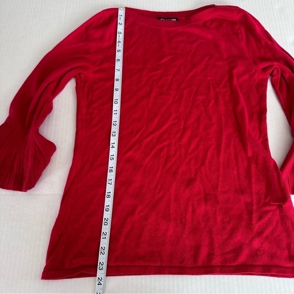 41 Hawthorn Womens Red Pleated Bell Sleeve Boat Neck Pullover Sweater Small - Picture 6 of 8